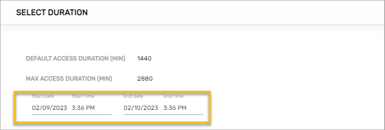 Select duration