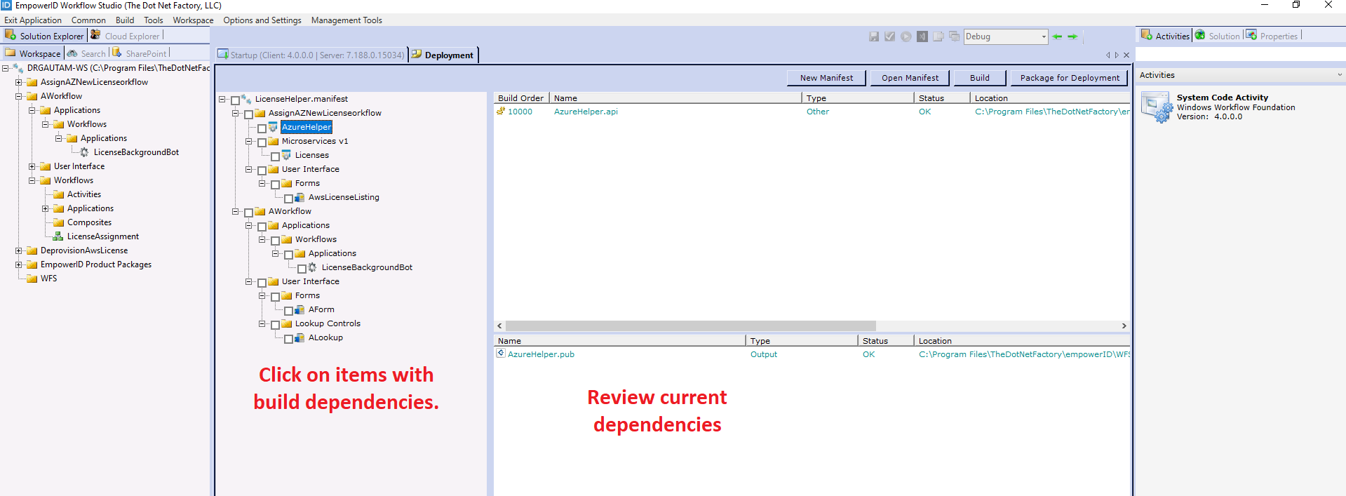 Review dependencies
