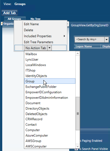 Add action panel