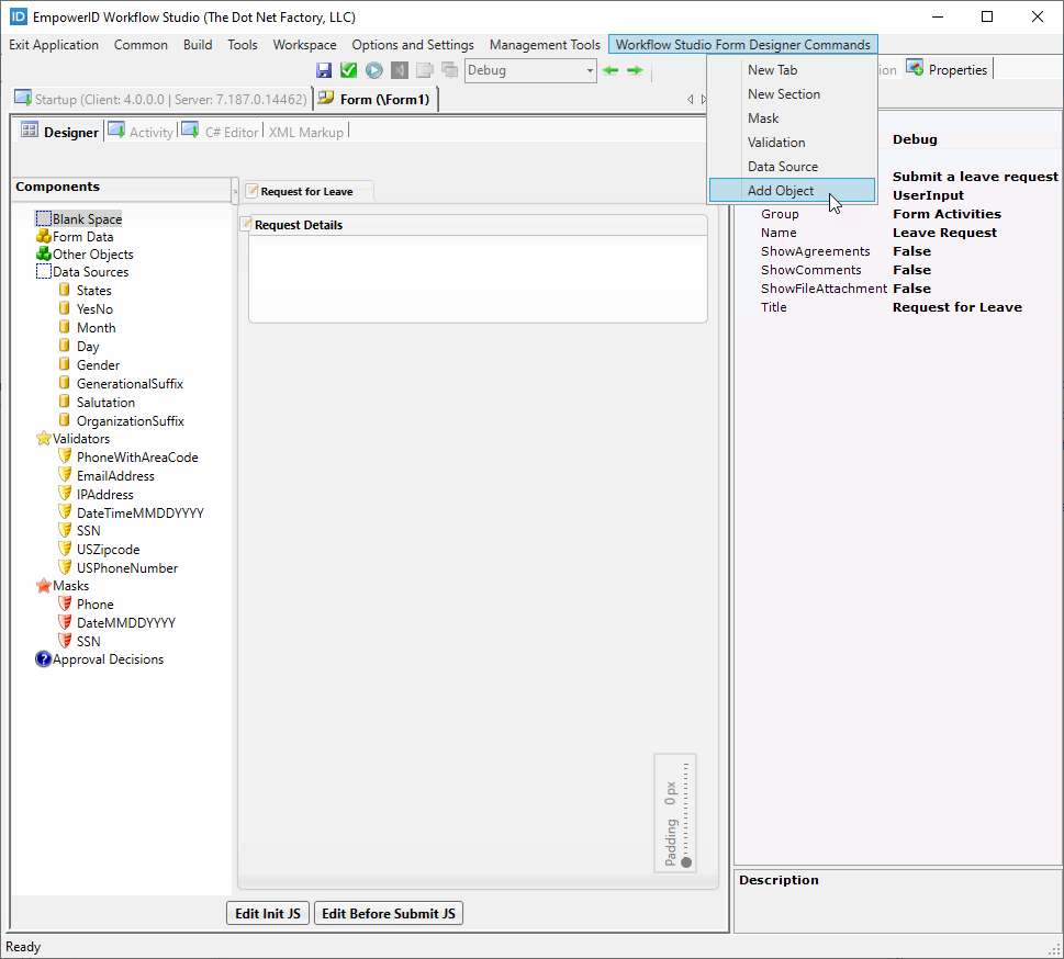 Add Object button