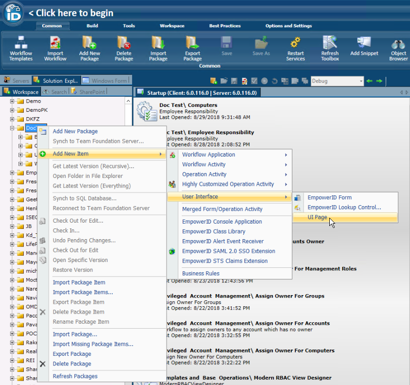 Add page menu