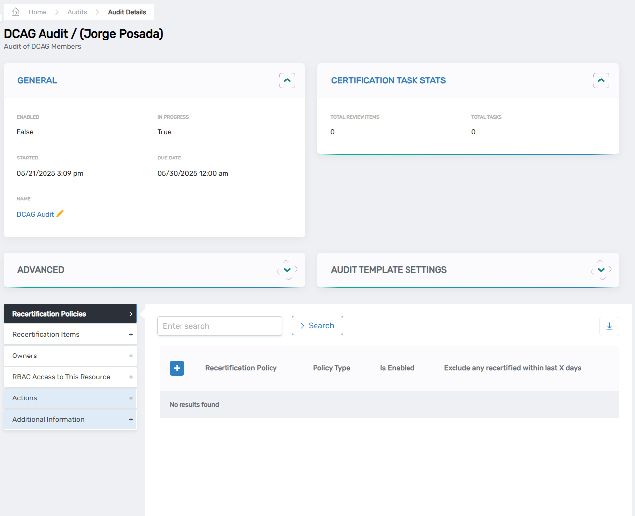 Audit View One Page