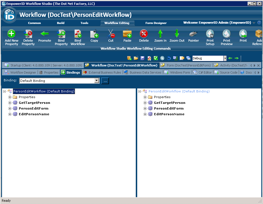 Bindings tab