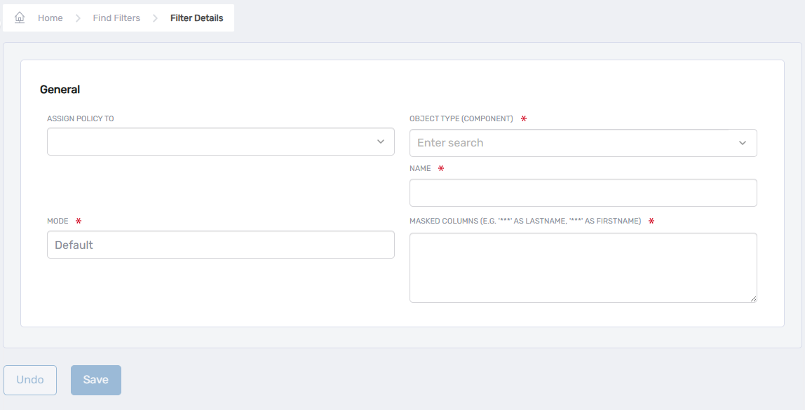 Filter Details Form