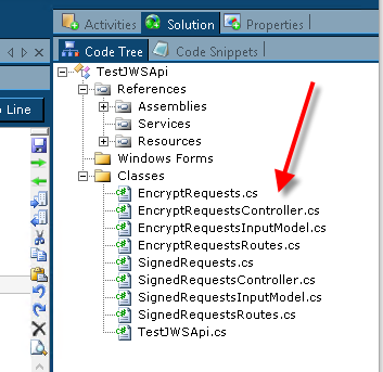 Code tree with encrypt requests