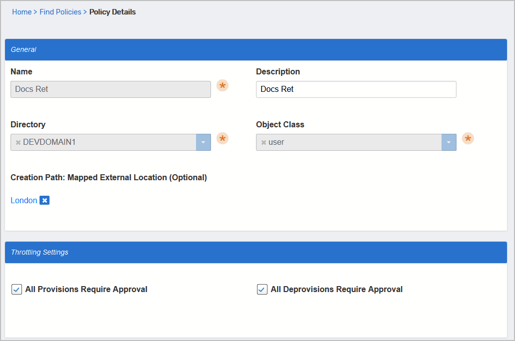 Policy Details Page