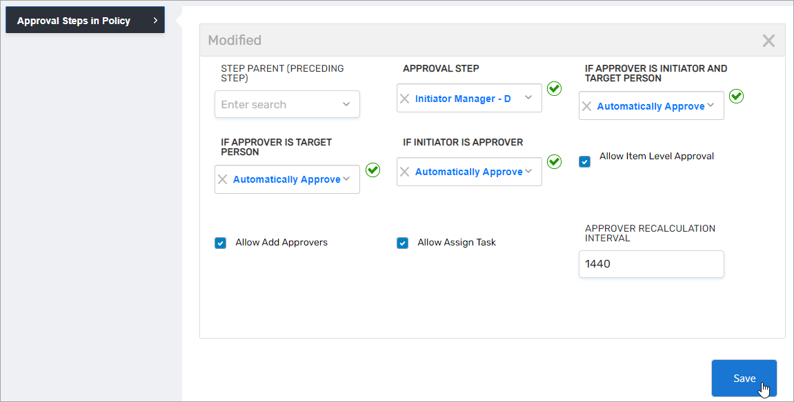 Save Approval Step