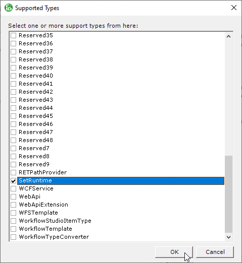 Select SetRuntime