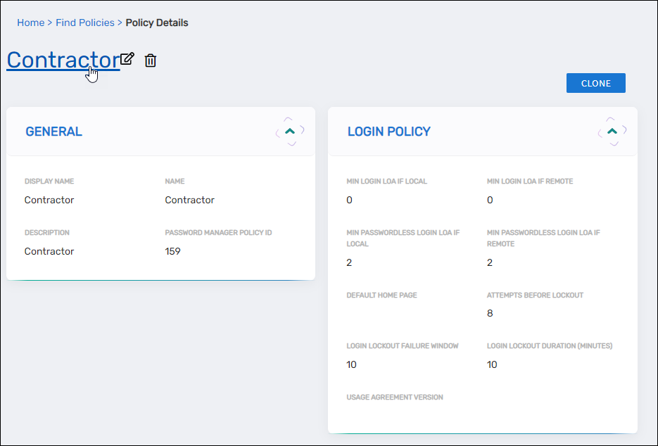 Edit Policy Link