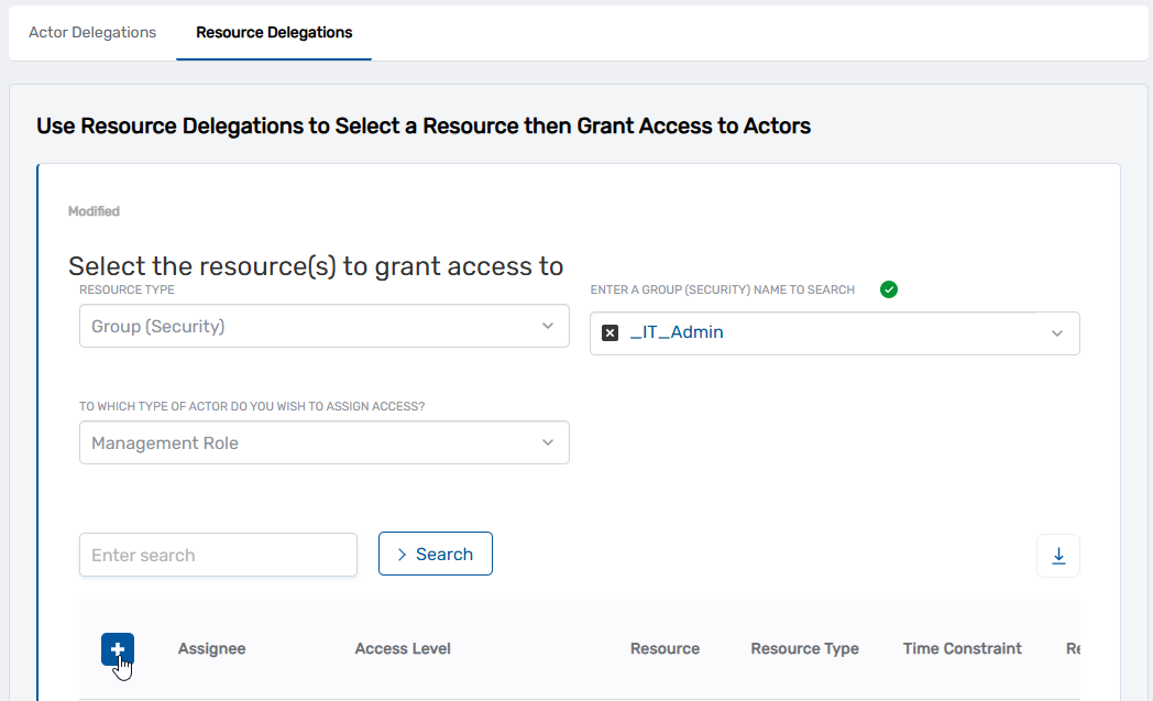 Manage Delegations interface with Add New button