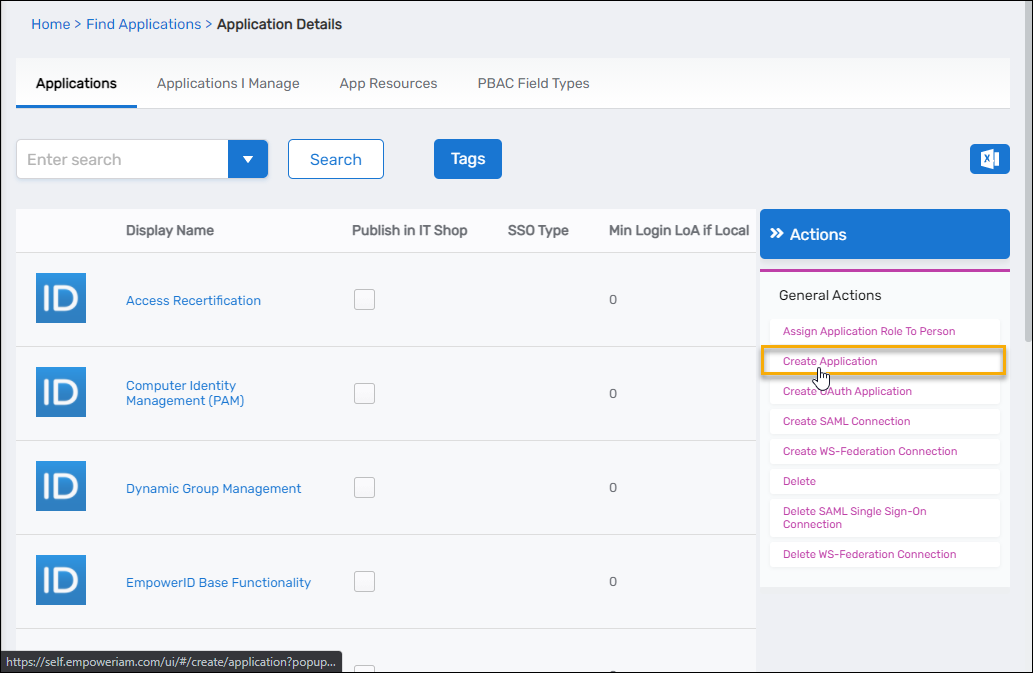 Create application