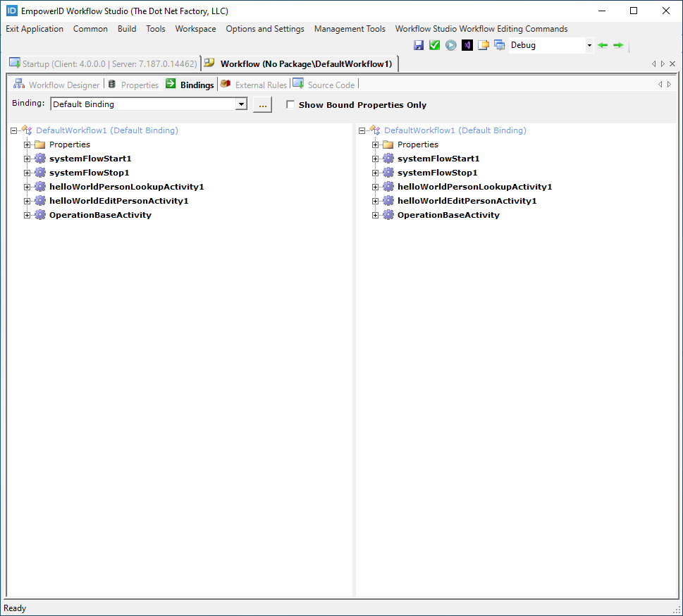 Bindings tab