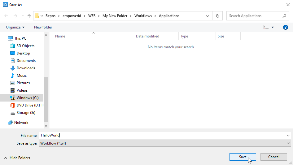 Save workflow