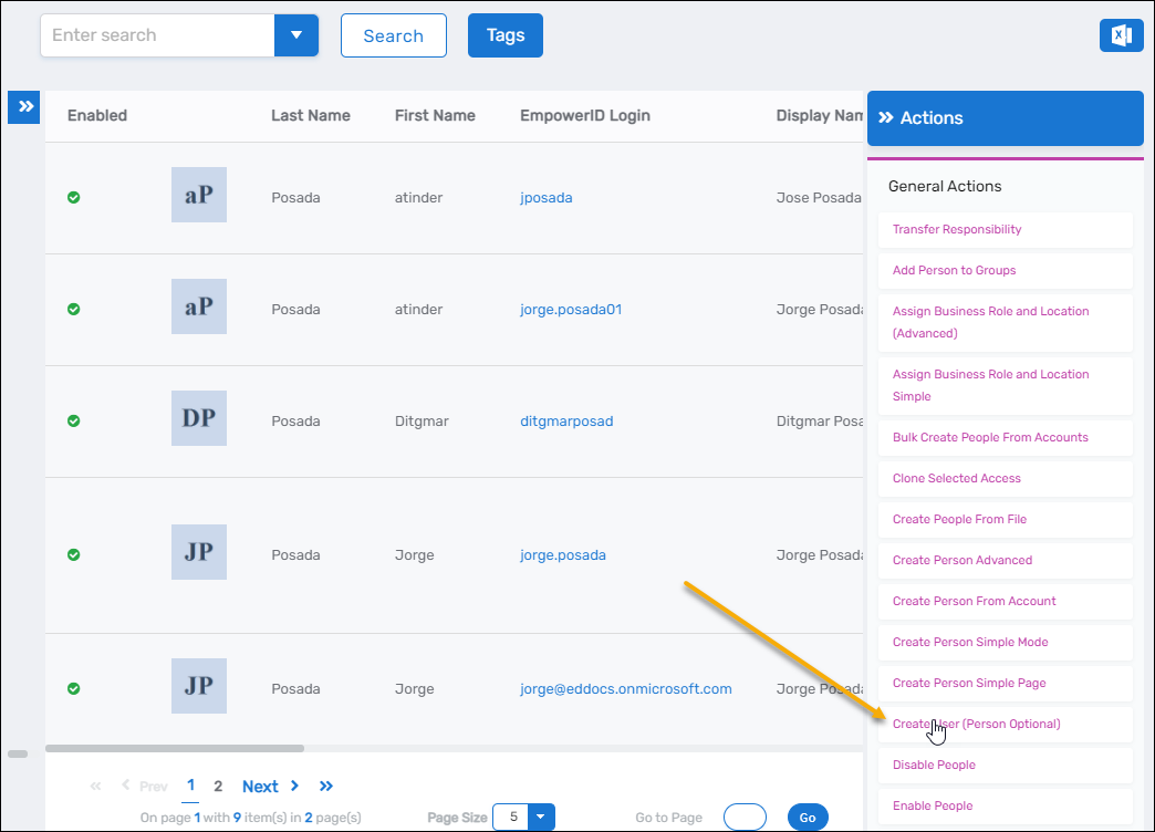 Create User action