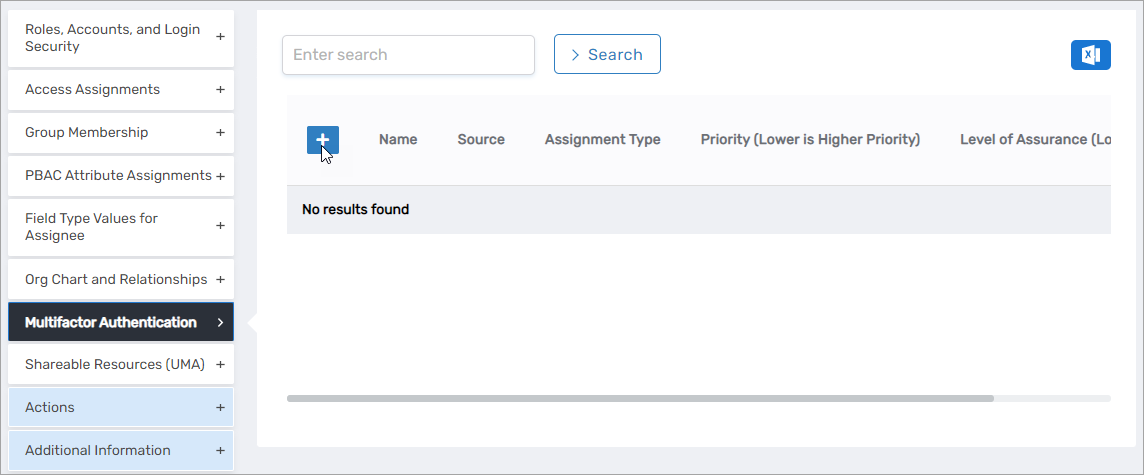 Add MFA button