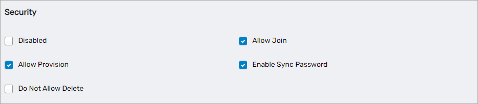 Security settings