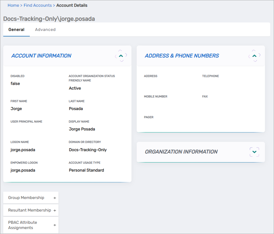 Account View page