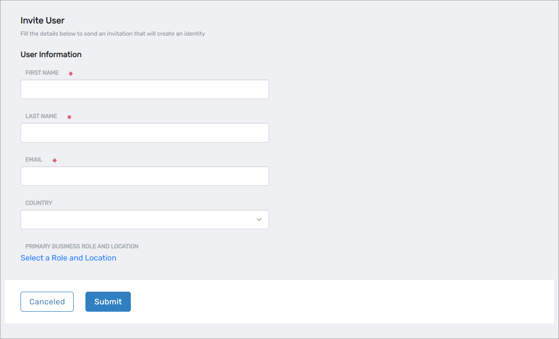 Invite User form