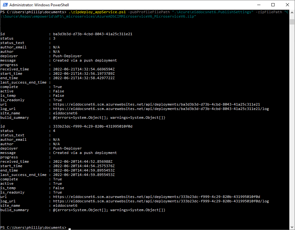 Deployment Output Example
