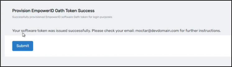 Success message