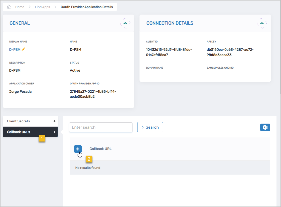 Add Callback URL