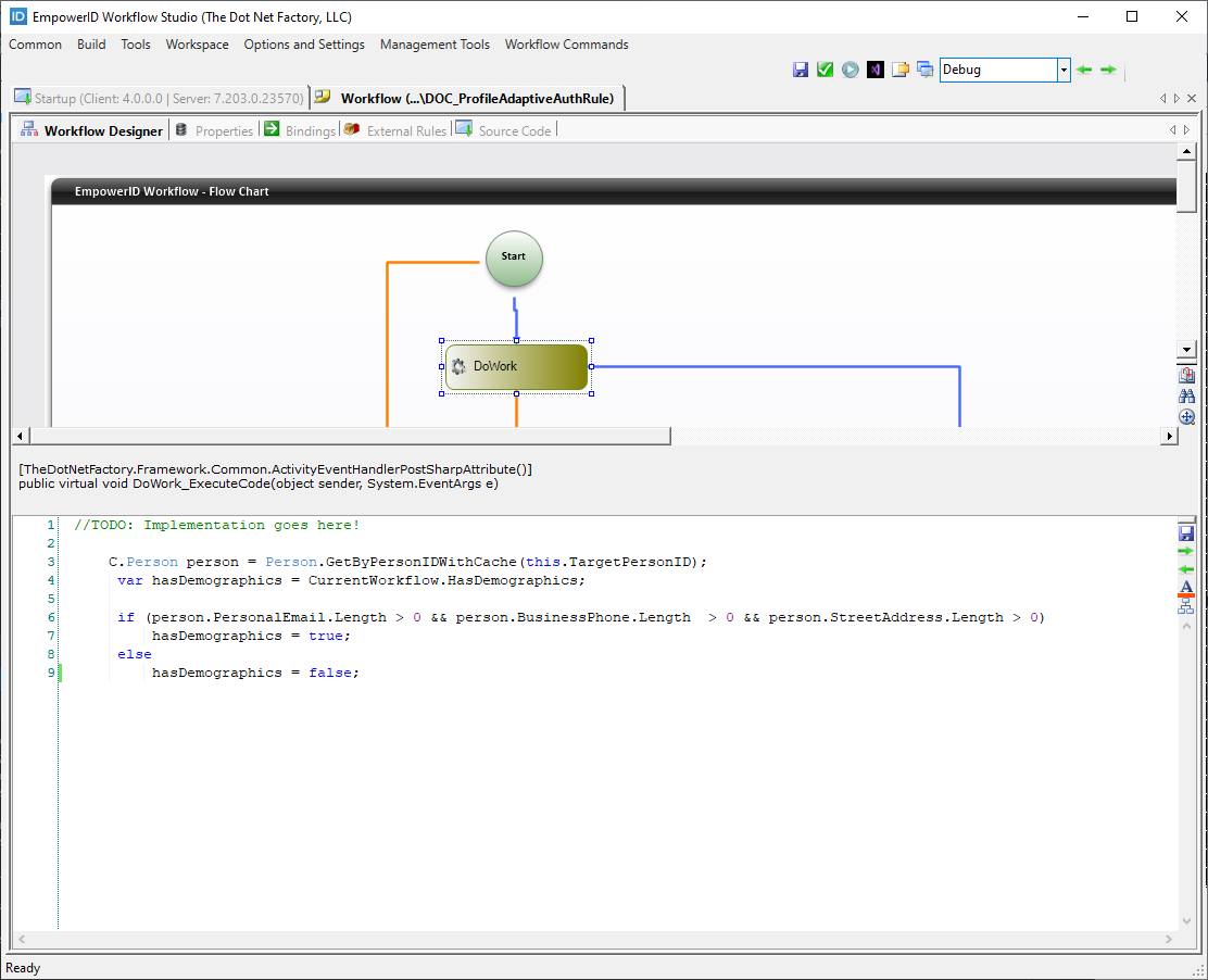DoWork code editor