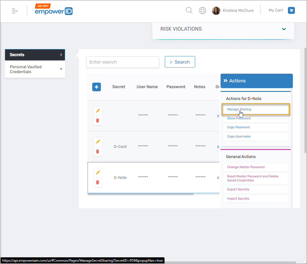 Manage sharing