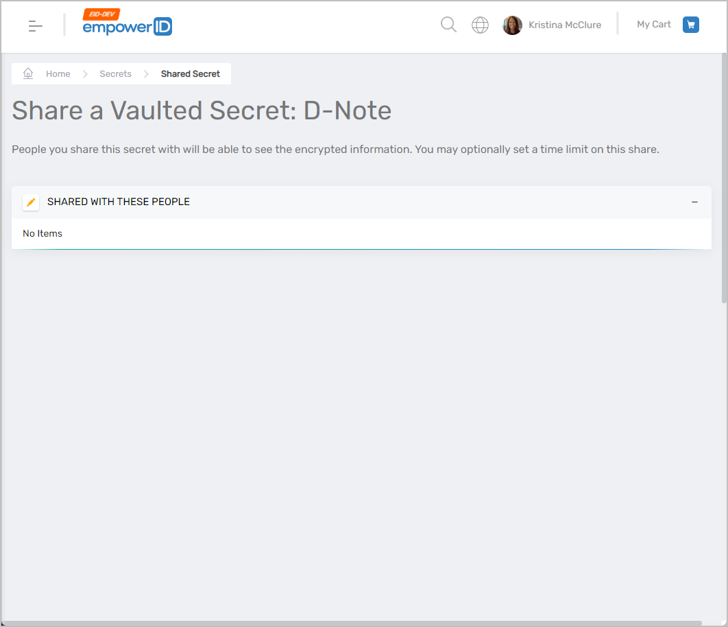 Share secret page