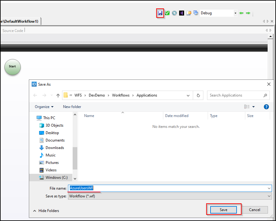 Save workflow