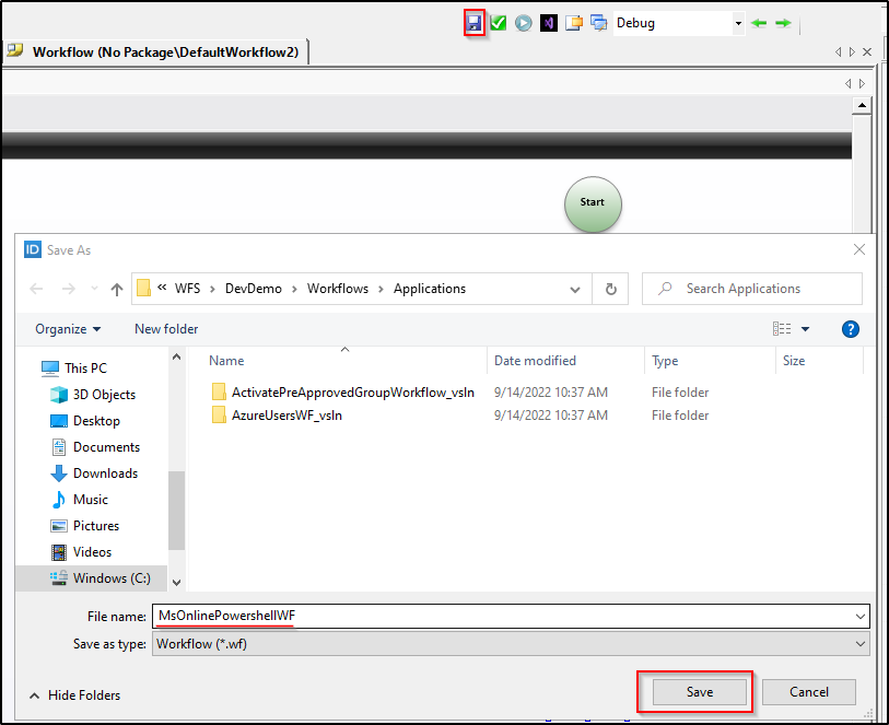 Save workflow