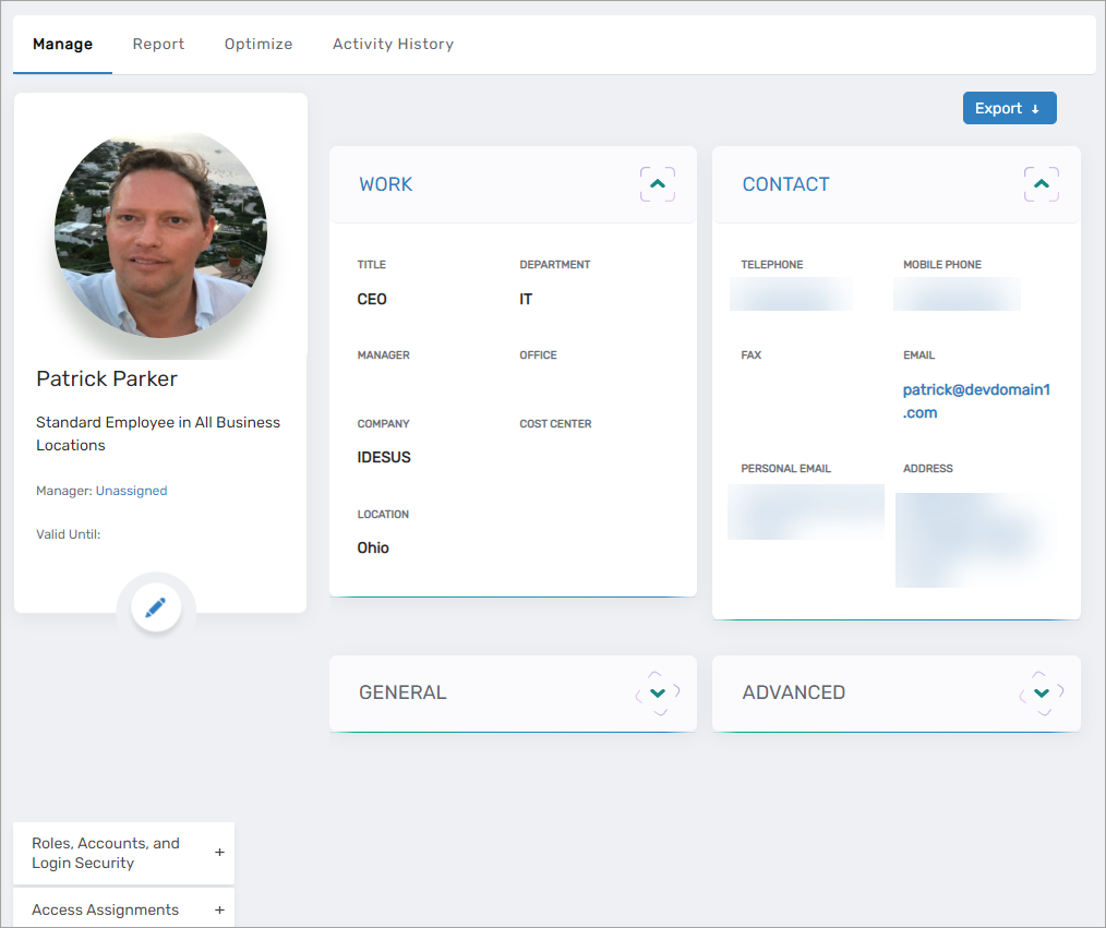 Example View One page