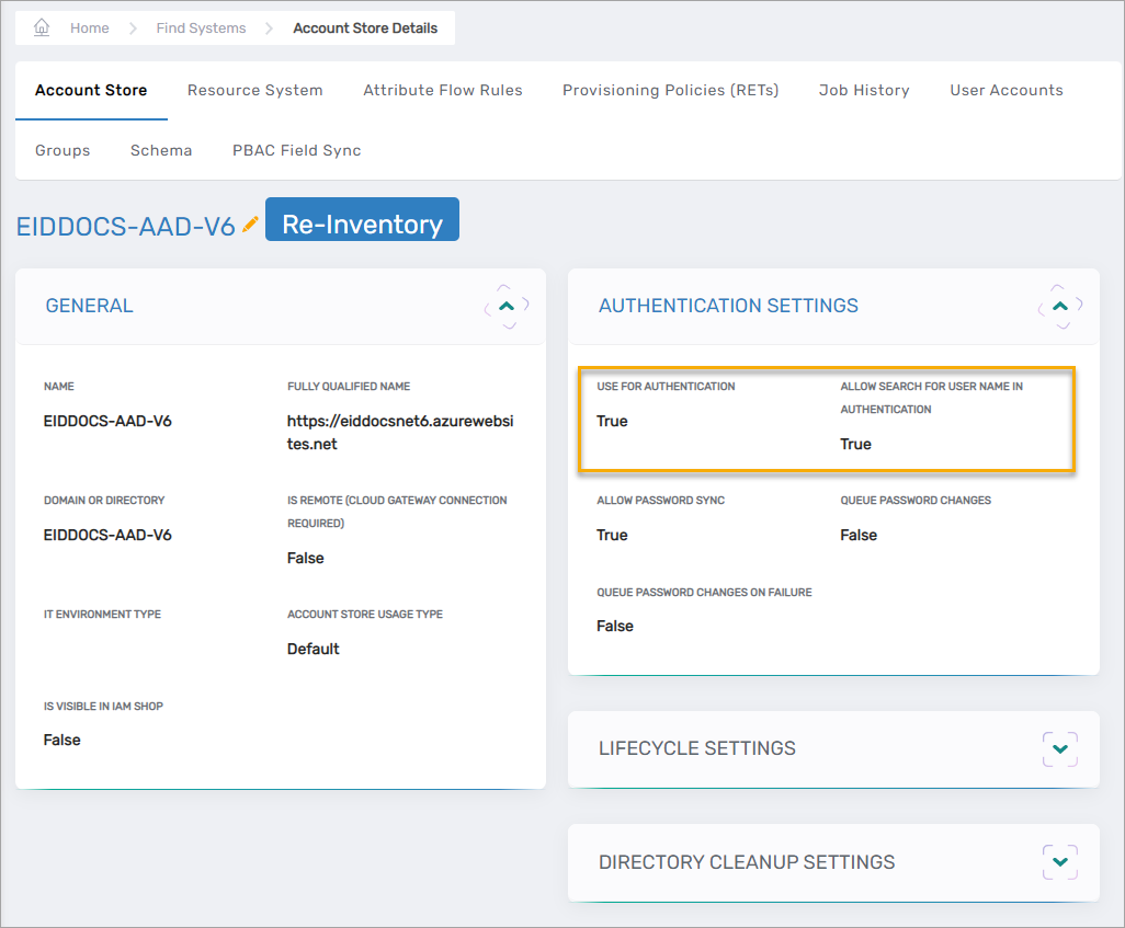 Verify settings