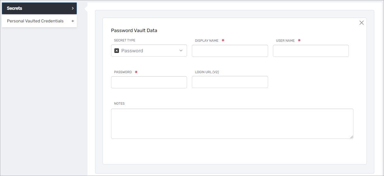 Password vault dialog