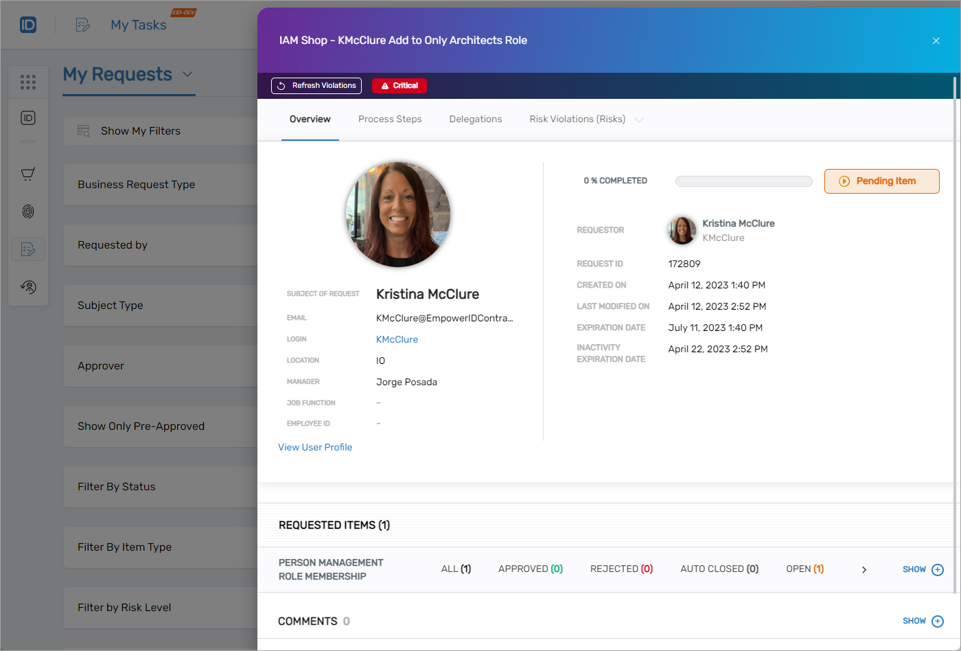 Overview Tab