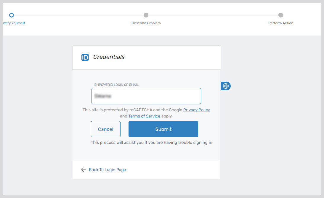 Enter Login Details