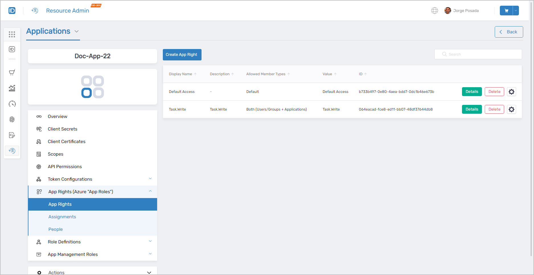 App Rights Tab