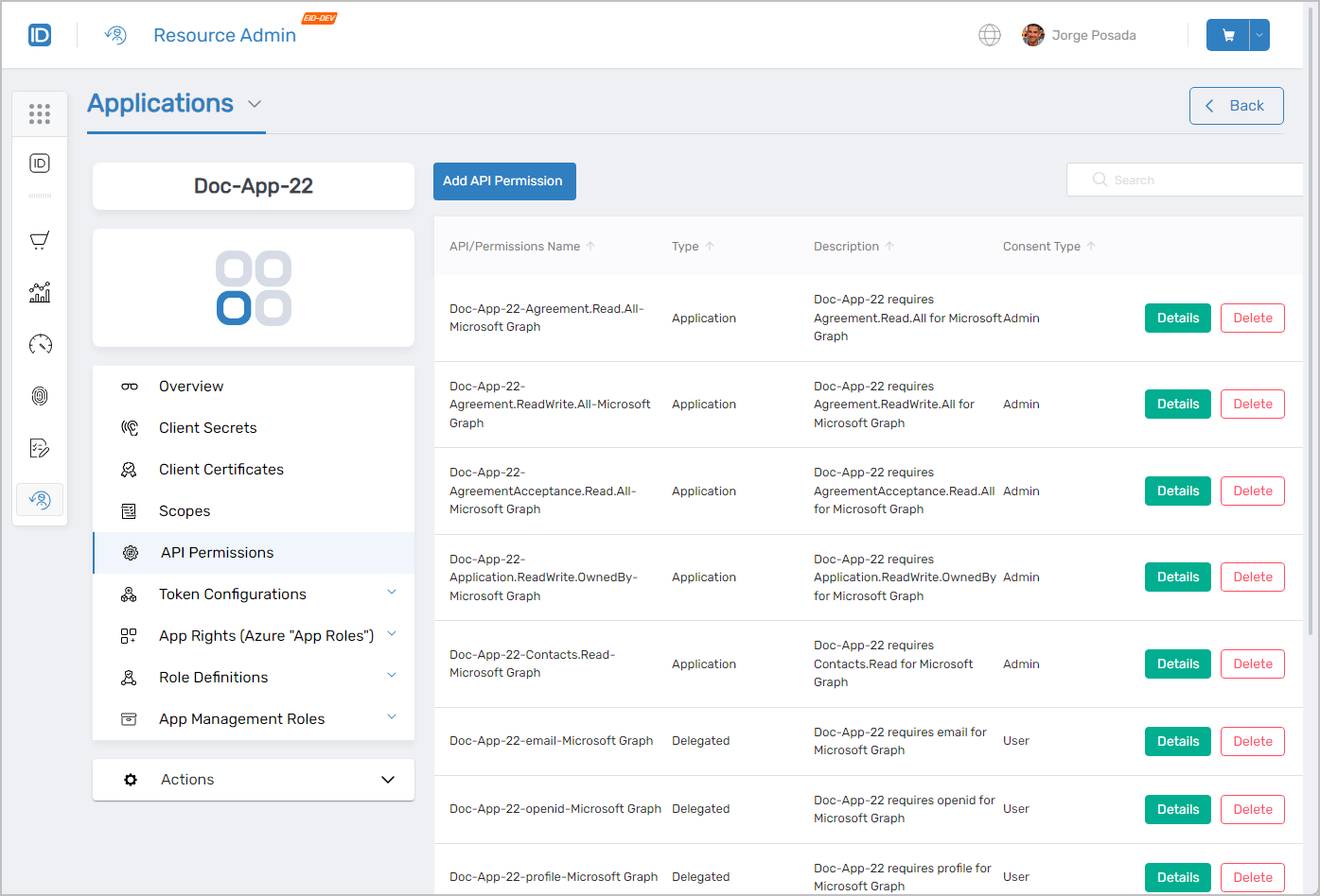 API Permissions Tab