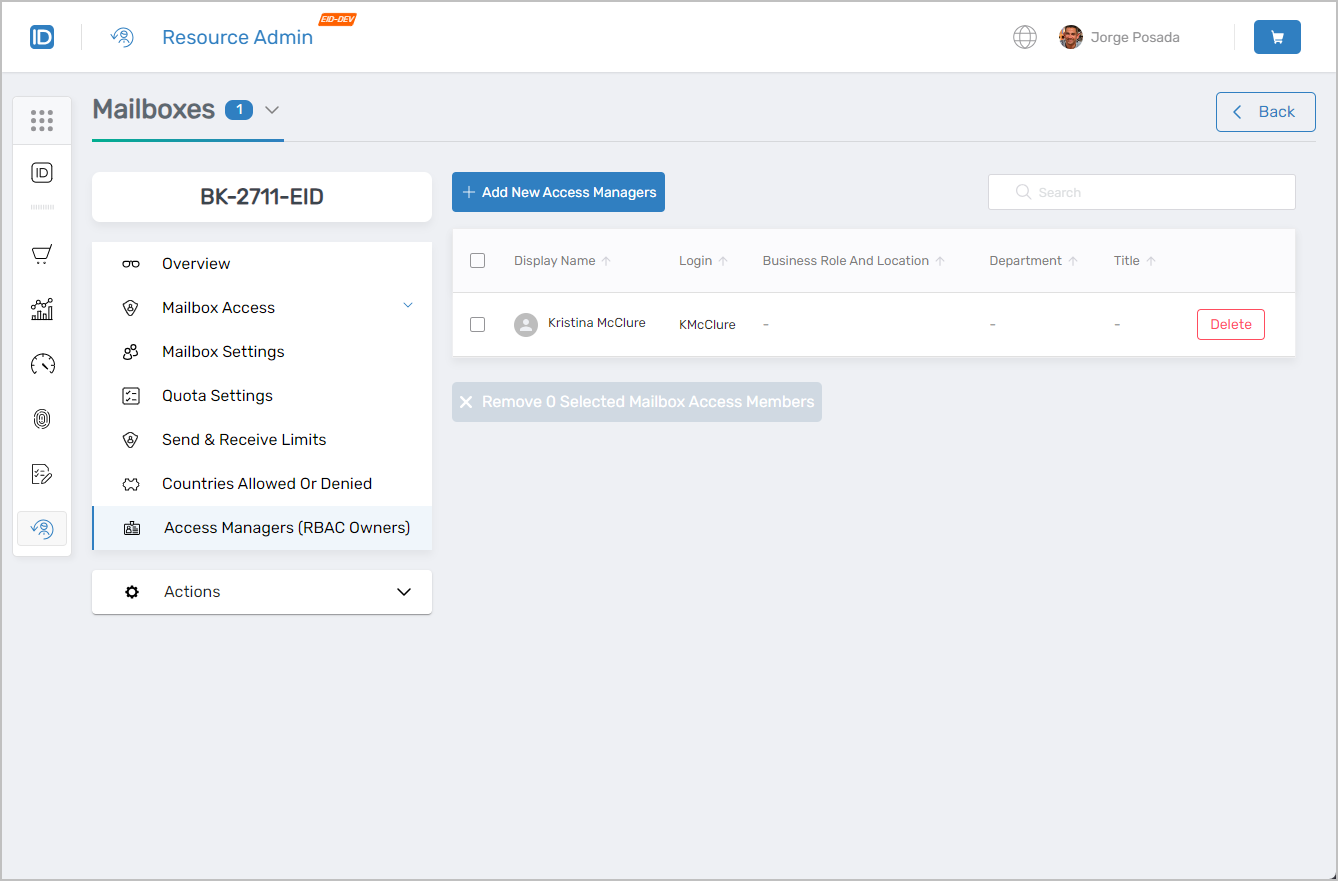 Access Managers Tab