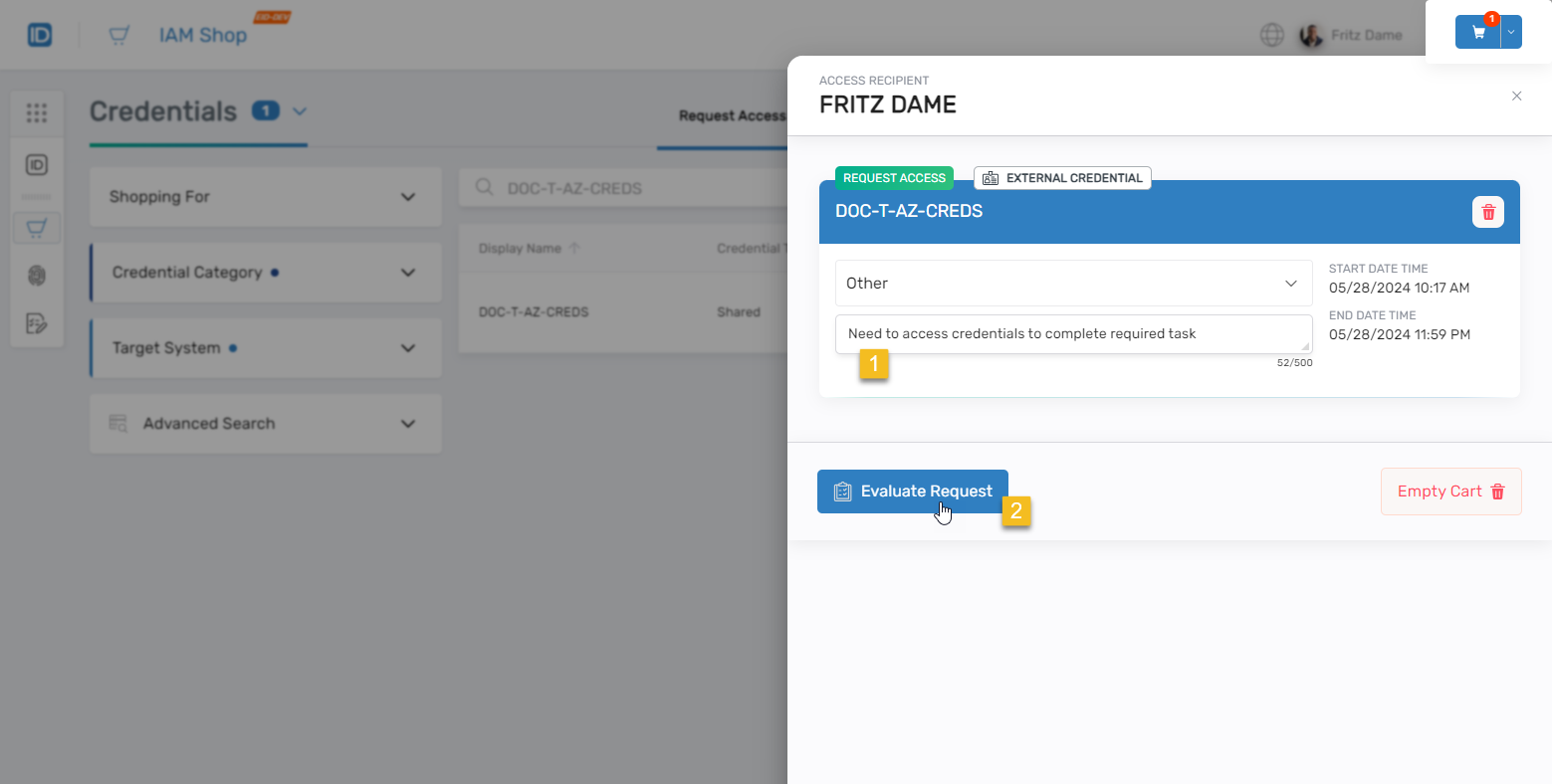 Evaluate request