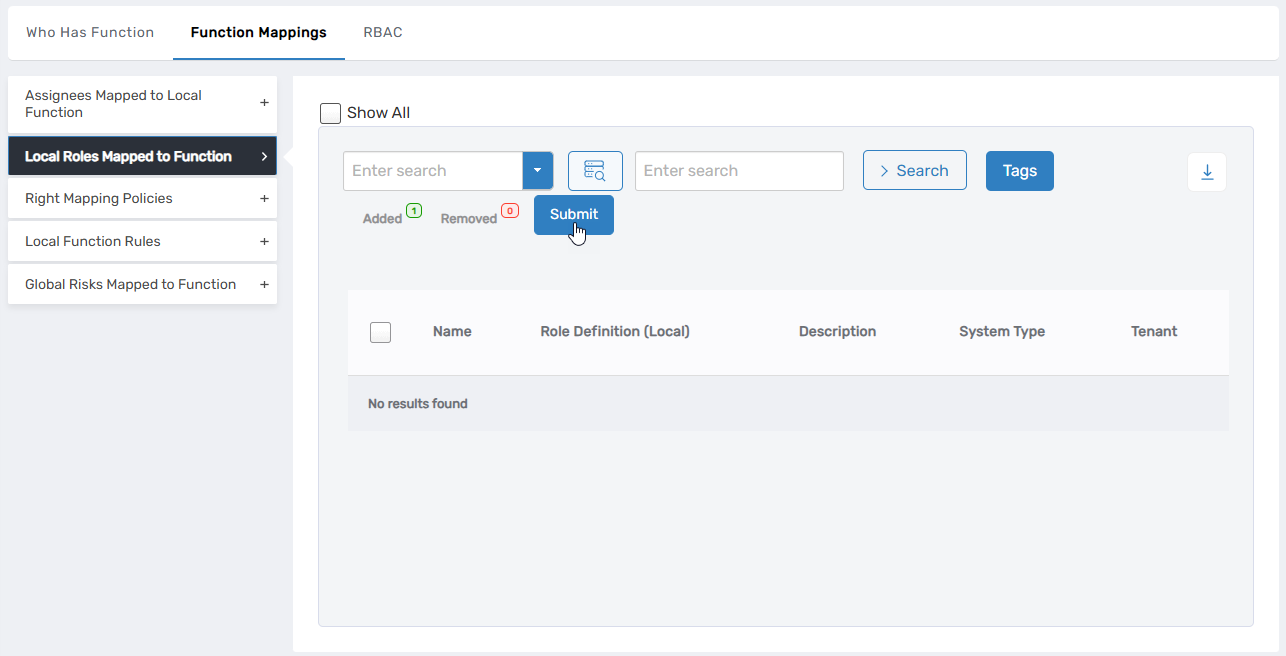 Submit button for local roles