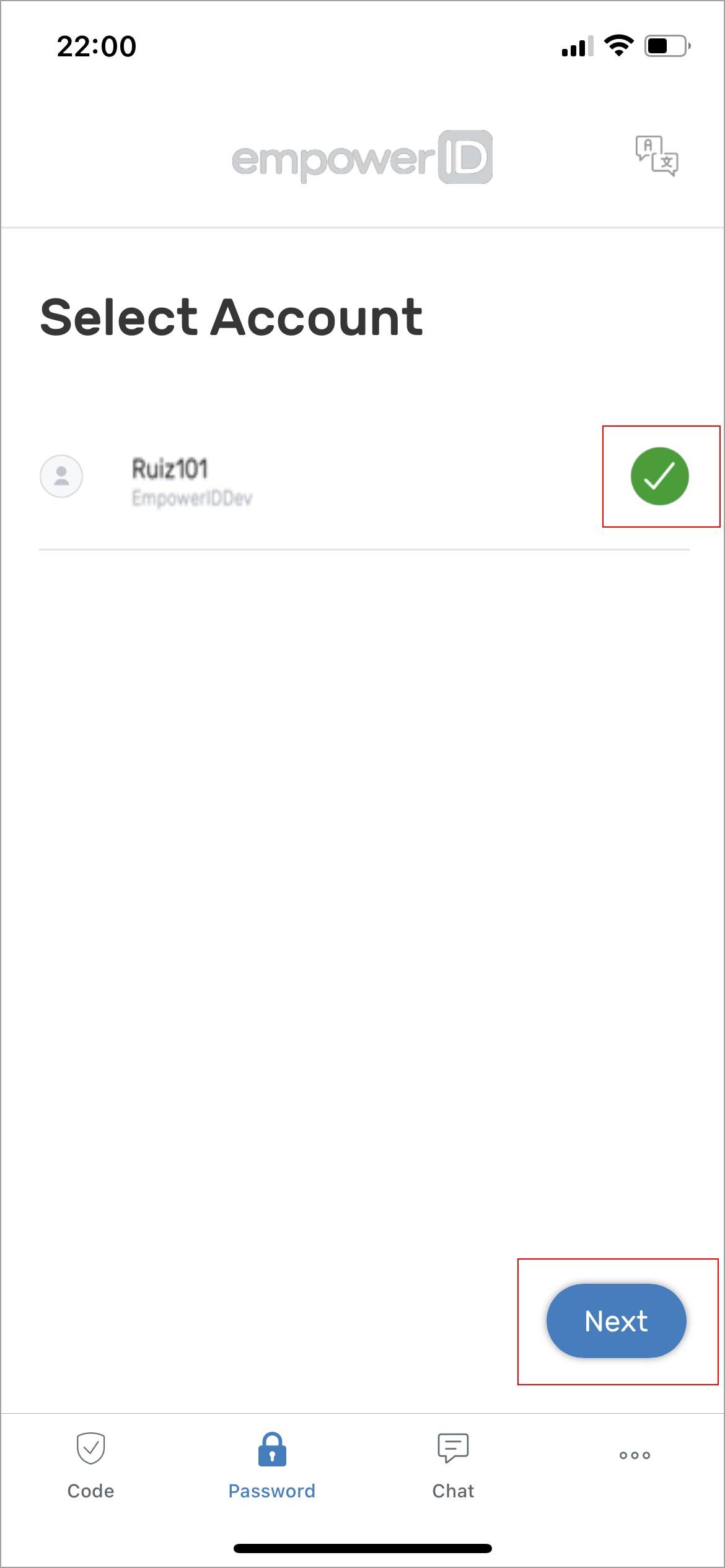 Account selection