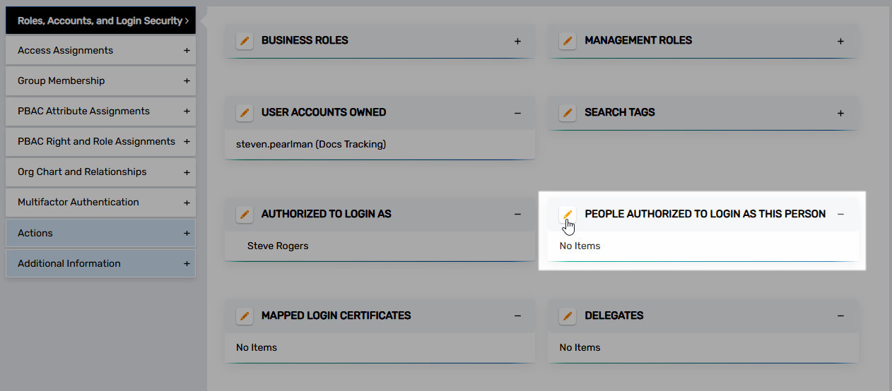 People authorized to login as this person