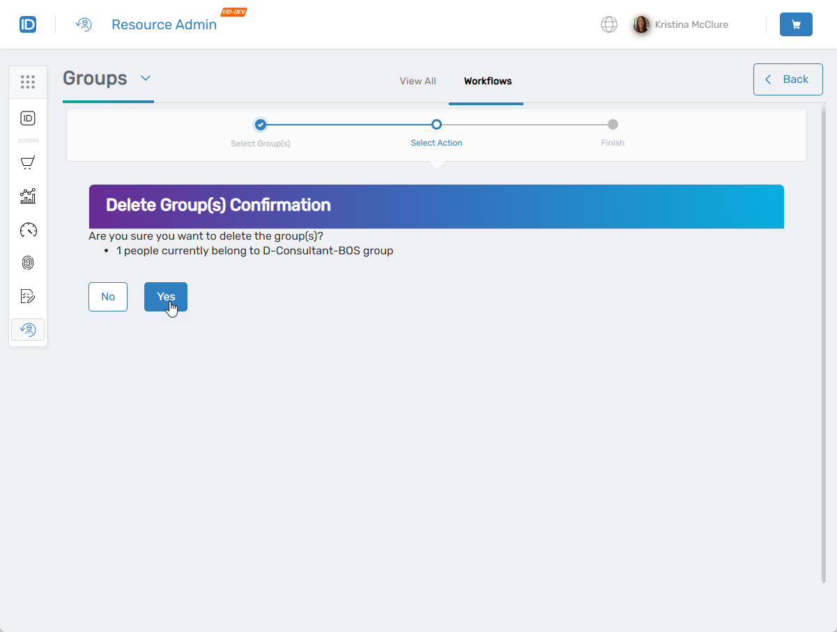 Delete confirmation dialog