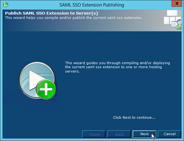 SSO extension publishing wizard step 1
