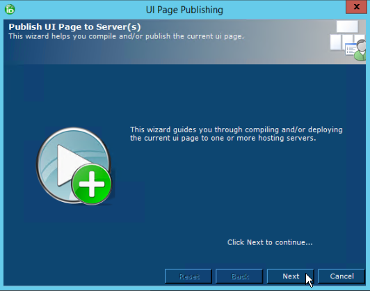 Publishing wizard start