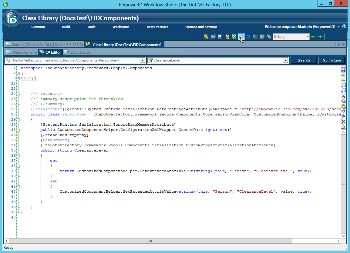 Compile and publish EIDComponents class library button