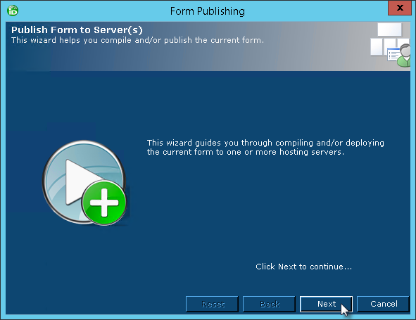 Form Publishing wizard next button